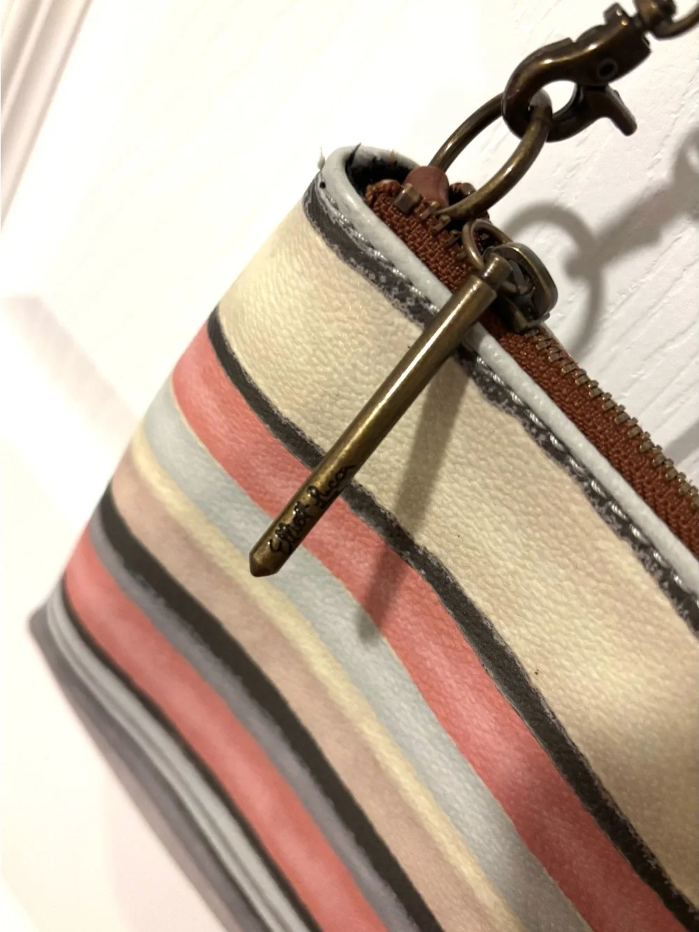 Boho Elliott Lucca Multicolor Striped Crossbody Bag Boho Leather Trim
